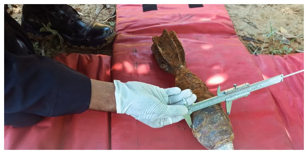 diduga Bom peninggalan jaman perang di Labuhanbatu ditemukan Tim Gegana Brimob Poldasu (Realitasonline.id/Dok)