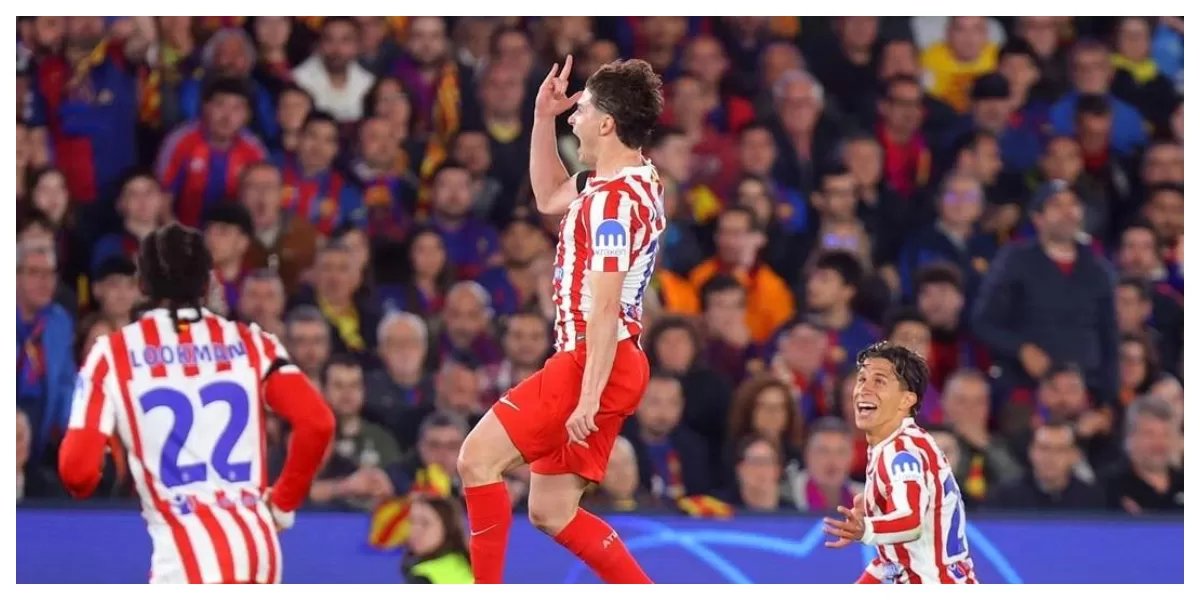 Keterangan Foto : Selebrasi Julian Alvarez seletah mencetak gol kegawang Barcelona (Realitasonline.id / ig : @atleticodemadrid