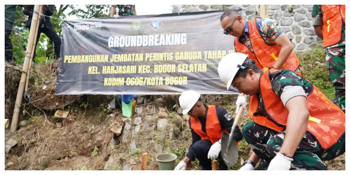  Peletakan batu pertama pembangunan Jembatan Garuda di Kelurahan Harjasari, Bogor Selatan, Kamis (9/4/2026). (Realitasonline.id/Dok)