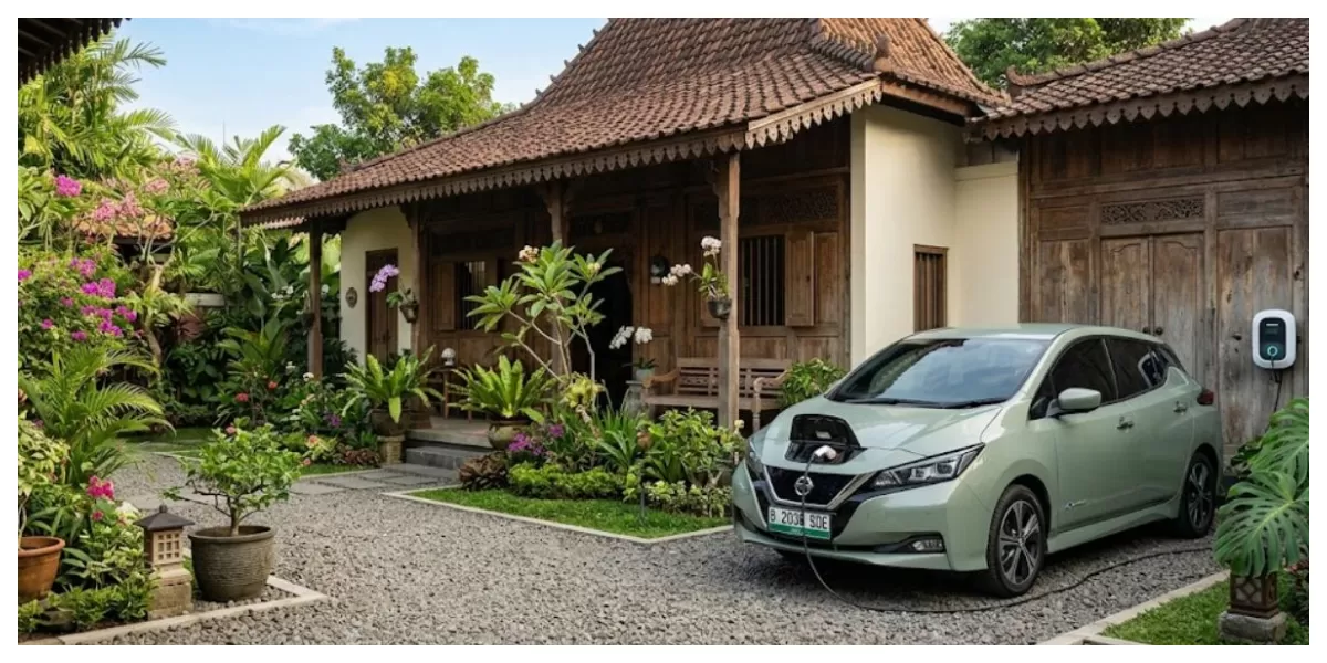 Ilustrasi mobil listrik modern yang semakin populer di Indonesia (Realitasonline/ Canva)