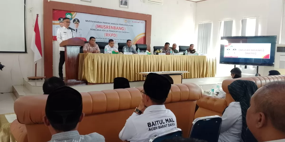 Foto: Wakil Bupati Abdya Zaman Akli membuka kegiatan Musrenbang kabupaten tahun 2027 di Aula Bapperida setempat, Rabu (15/4/2026)