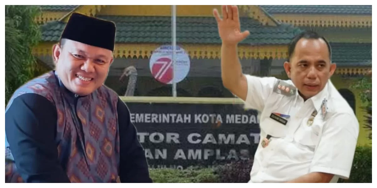 Kolase foto Camat Medan Amplas, Zulfahmi Tarigan SIP, MSP dengan Ketua LPTQ Kecamatan Medan Amplas, H Ahmad Muhajir. Istimewa