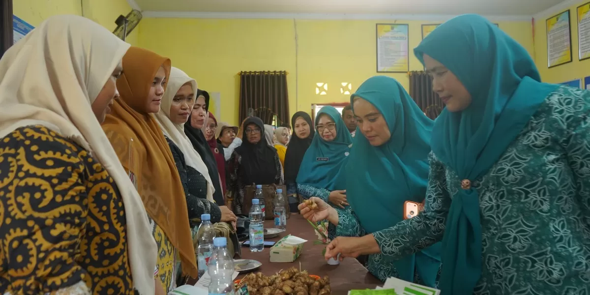 Ketua TP PKK Asahan Yusnila Indriati Taufik saat mengunjungi PKK Desa Persatuan