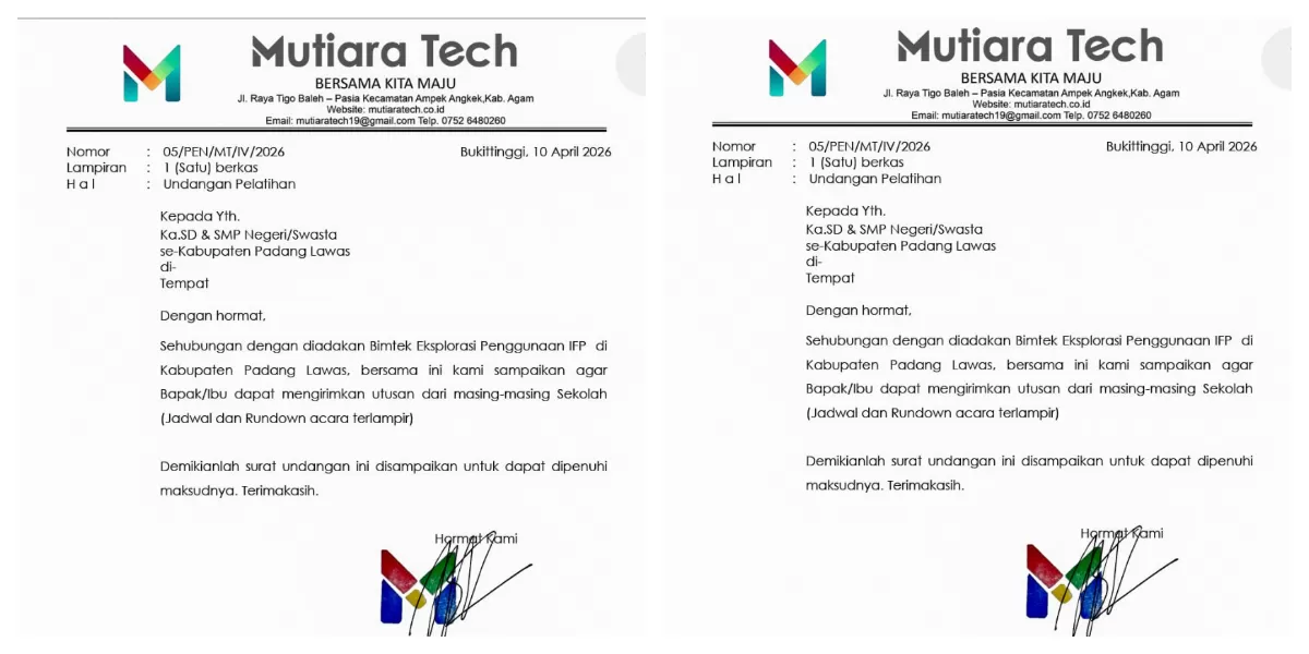 Surat undangan Bimtek  (Realitasonline.id//Dok)