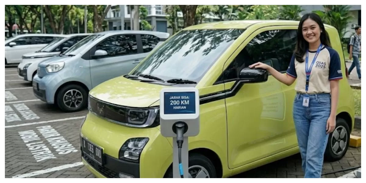 Ilustrasi mobil listrik kompak yang cocok digunakan untuk mobilitas harian di kawasan perkotaan (Realitasonline/ Canva)