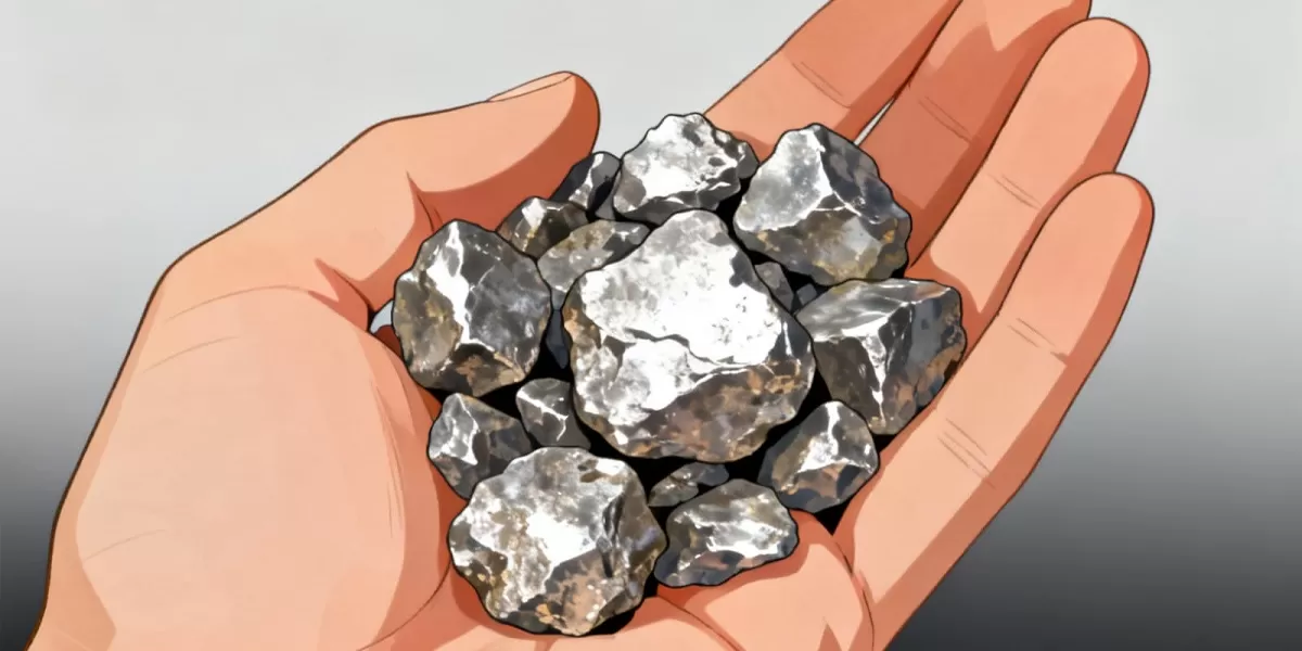 Ilustrasi segenggam nikel. Harga nikel global menguat seiring rencana penurunan produksi bijih nikel Indonesia hingga 15 persen. (Dok. Kreasi Dola AI)