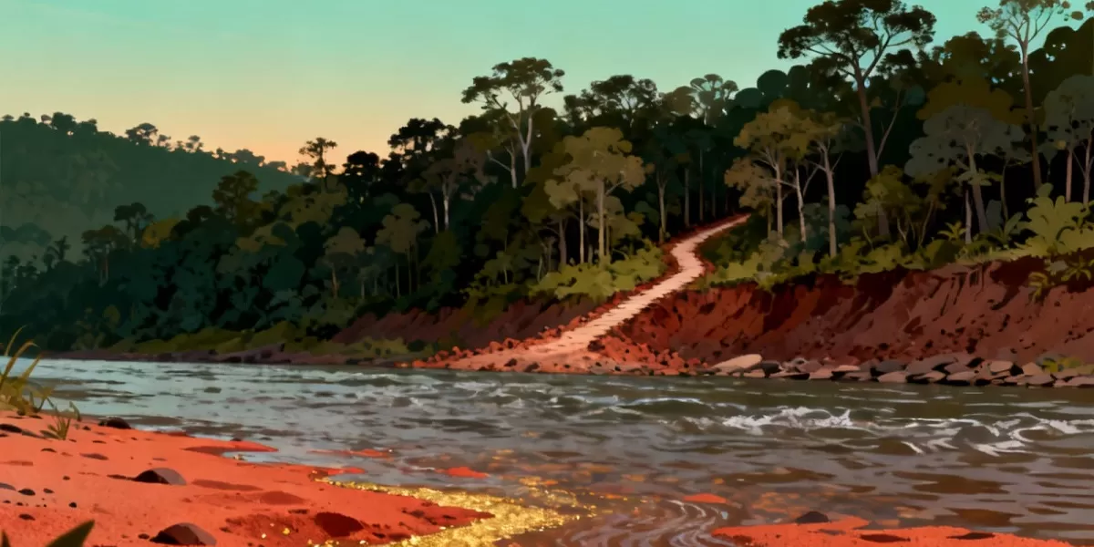 Ilustrasi Tambang Ilegal. Aktivitas tambang di Bogor dihentikan sementara setelah Jawa Barat menemukan ratusan tambang ilegal bermasalah lingkungan.   (Dok. Kreasi Dola AI)