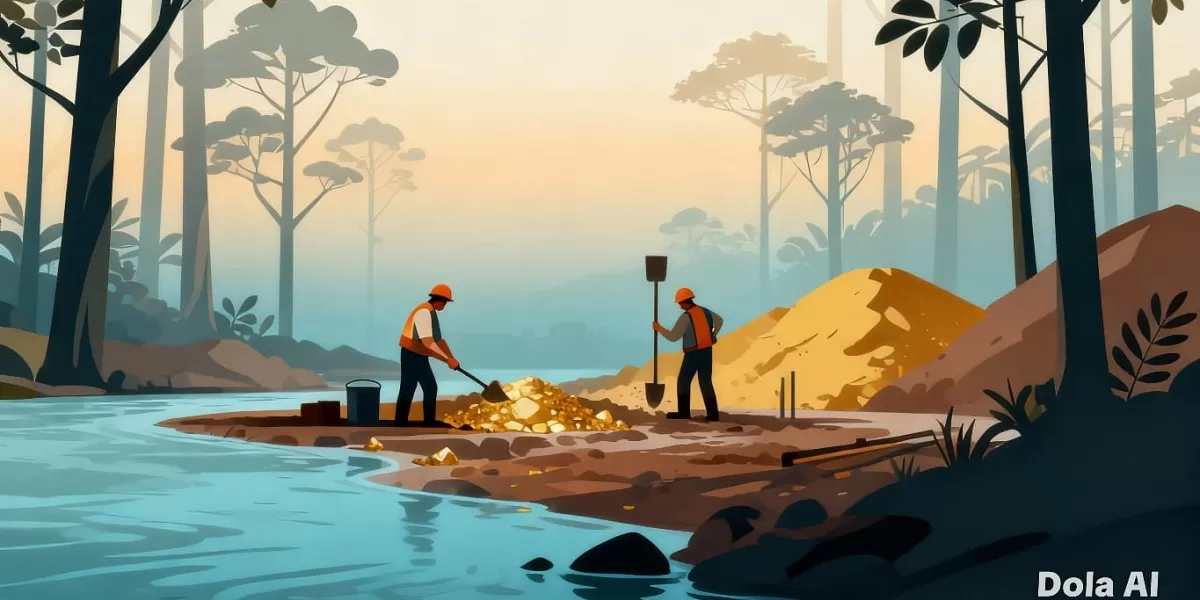 Ilustrasi pertambanan rakyat. 1. Aktivitas tambang rakyat menjadi fokus penataan Kementerian ESDM melalui rencana penerbitan 313 Wilayah Pertambangan Rakyat pada 2026.   (Dok. Kreasi Dola AI)