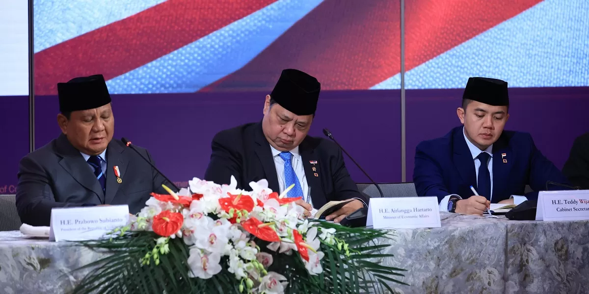 Presiden Prabowo Subianto berbicara dalam forum bisnis di Washington D.C. menegaskan komitmen kerja sama Indonesia dan Amerika Serikat untuk industrialisasi dan peningkatan investasi global. (Dok. Tim Media Presiden)