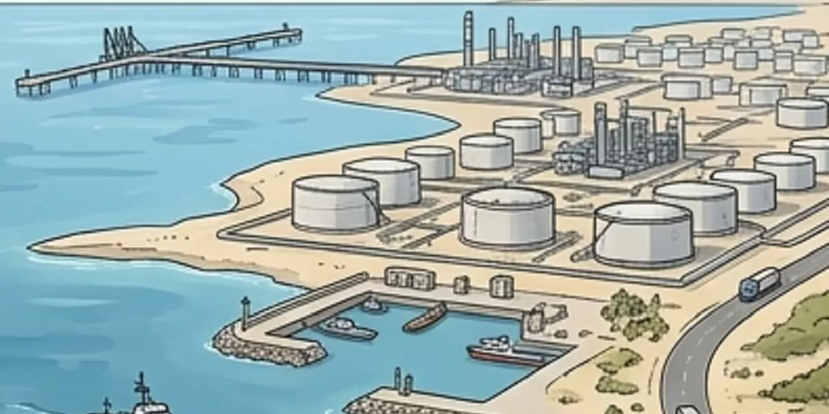 Ilustrasi Pulau Kharg. Terminal minyak Pulau Kharg tetap beroperasi meskipun terjadi serangan militer Amerika Serikat menurut laporan terbaru Iran. (Dok. Kreasi Gemini AI)