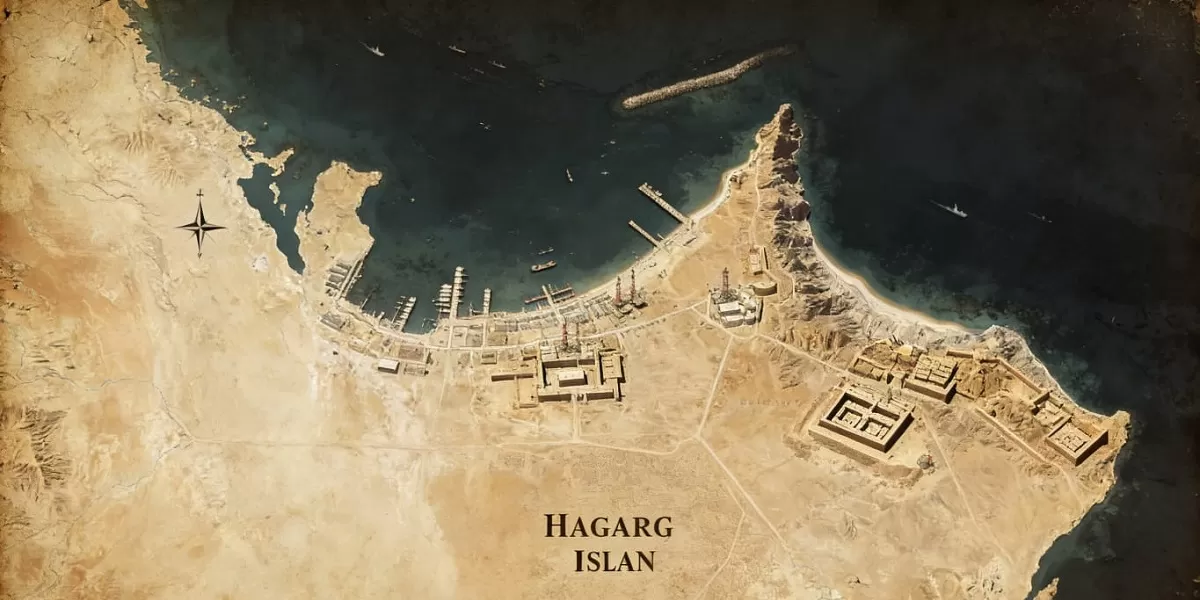 Foto arsip menunjukkan fasilitas industri Pulau Kharg yang berkembang sejak proyek energi besar Iran pada 1960. (Dok. Kreasi Dola AI)