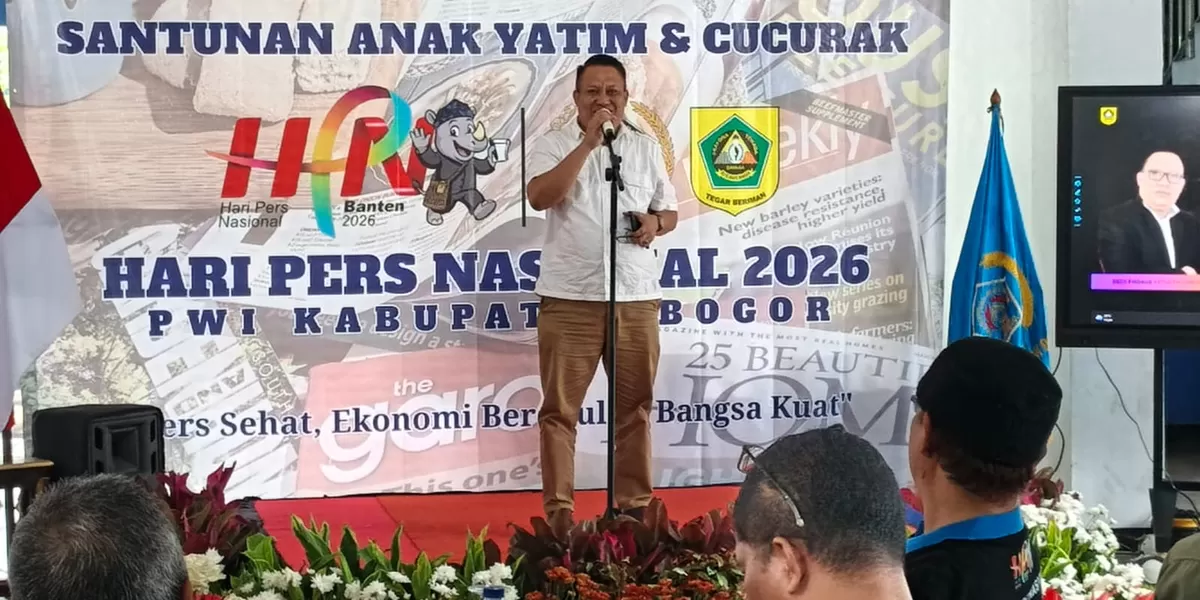Santunan anak yatim dan cucurak mewarnai peringatan HPN 2026 PWI Kabupaten Bogor di Graha Wartawan Cibinong. (Ist)