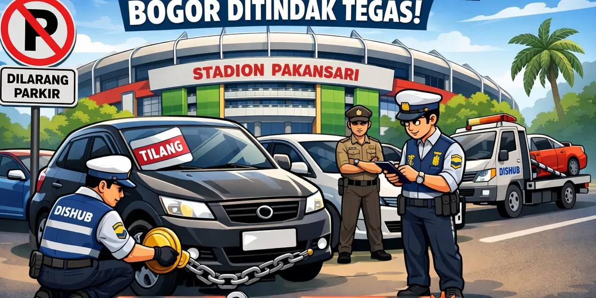 Dishub Kabupaten Bogor tindak parkir liar di Stadion Pakansari dengan sanksi gembok hingga tilang bagi pelanggar (Ist)