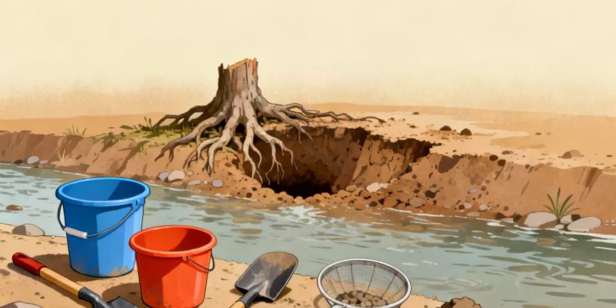 Ilustrasi pascapenambangan. Kementerian ESDM memperketat pengawasan sektor tambang dengan rencana pencabutan puluhan IUP yang abai reklamasi.   (Dok. Kreasi Dola AI)