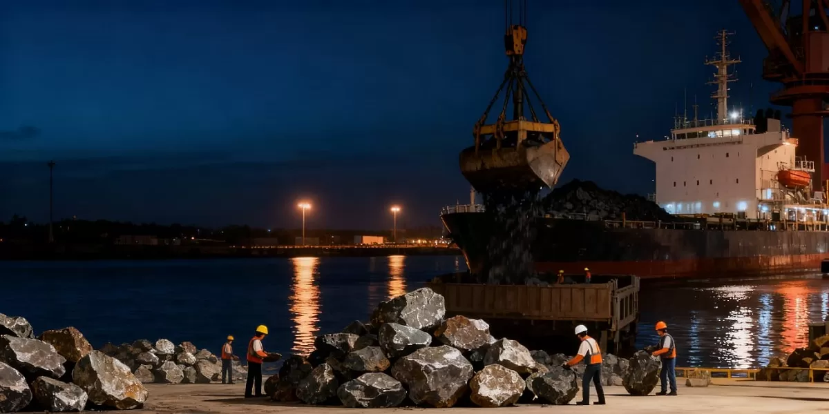 Ilustrasi komoditas nikel. Aktivitas smelter nikel nasional menjadi tulang punggung hilirisasi komoditas strategis dan penguatan industri baterai kendaraan listrik. (Dok. Dola AI)