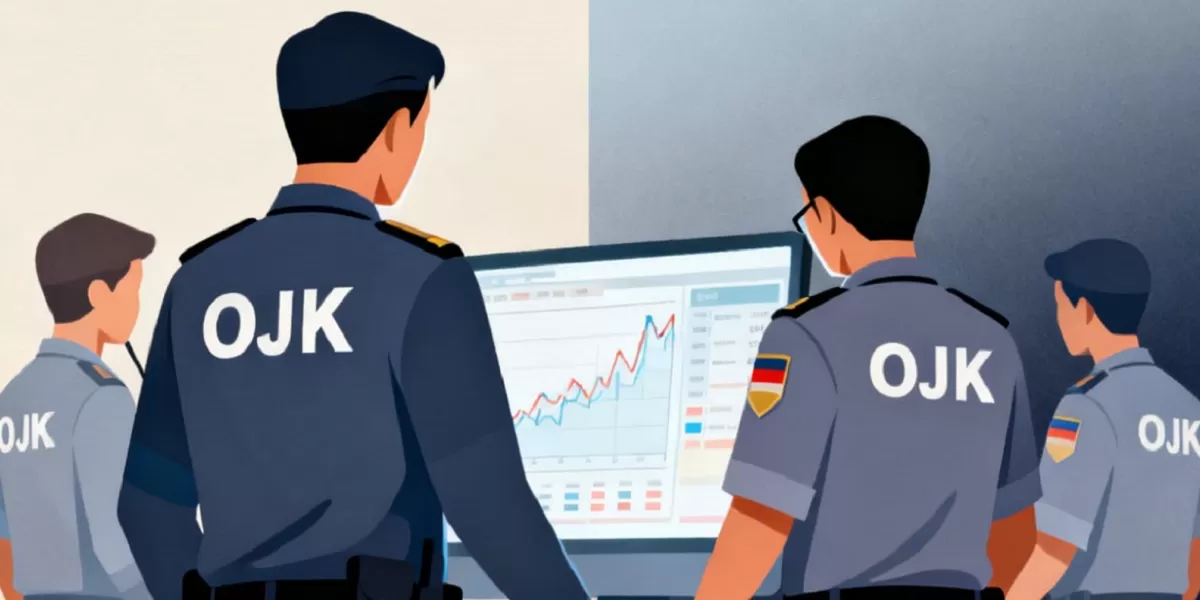 Ilustrasi penyelidikan manipulasi saham. OJK menjatuhkan denda Rp542,49 miliar kepada ribuan pelaku pelanggaran pasar modal sejak 2022 hingga 2026 sebagai upaya menjaga transparansi transaksi dan melindungi investor ritel. (Dok. Dola AI)