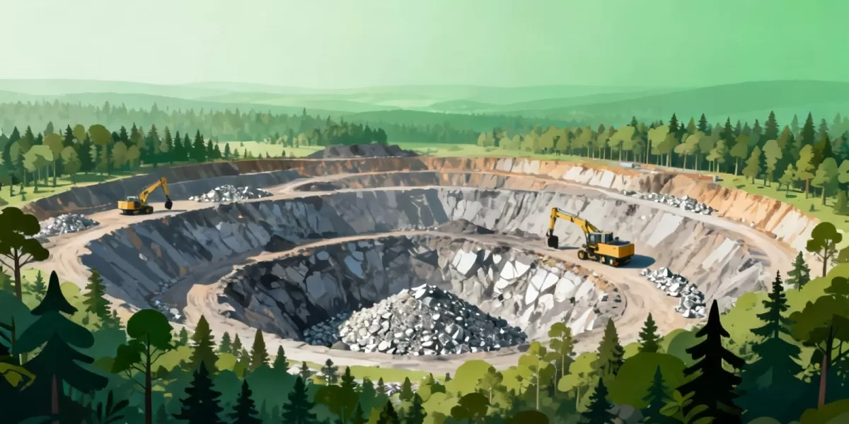 Ilustrasi penambangan di kawasan hutan. Peta wilayah tambang Maluku Utara menunjukkan lokasi penertiban tujuh korporasi oleh Satgas PKH dalam operasi nasional penegakan hukum kehutanan. (Dok. Dola AI )