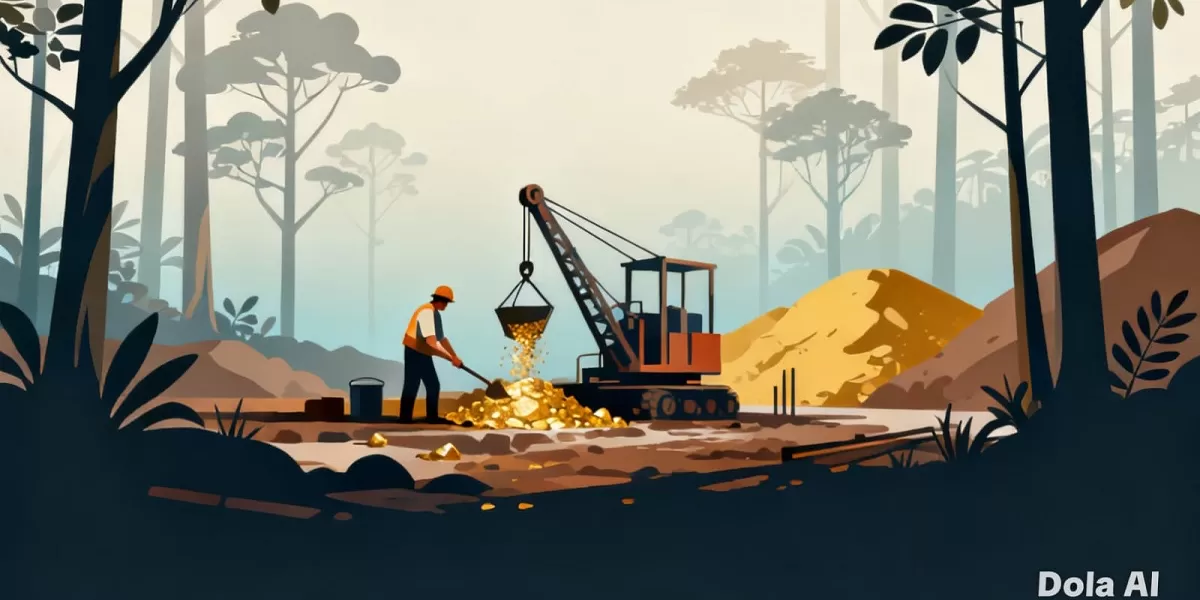 Ilustrasi Tambang Ilegal. Tambang emas Banyuwangi menjadi sorotan setelah analisis dokumen 2012 terkait izin usaha pertambangan dan perubahan status kawasan hutan. (Dok. Kreasi Dola AI)