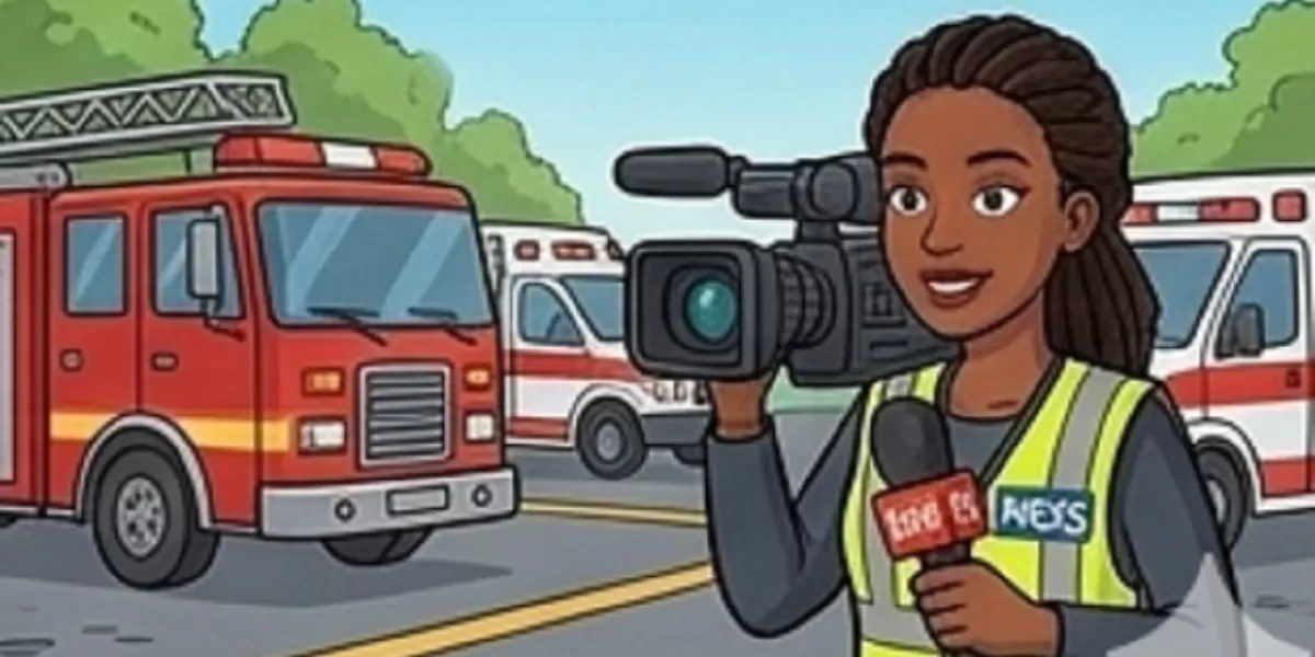 Ilustrast tentang wartawan. Ilustrasi penggunaan Artificial Intelligence dalam produksi berita yang mempercepat pekerjaan teknis jurnalis di era transformasi digital media. (Dok. Kreasi Gemini AI)