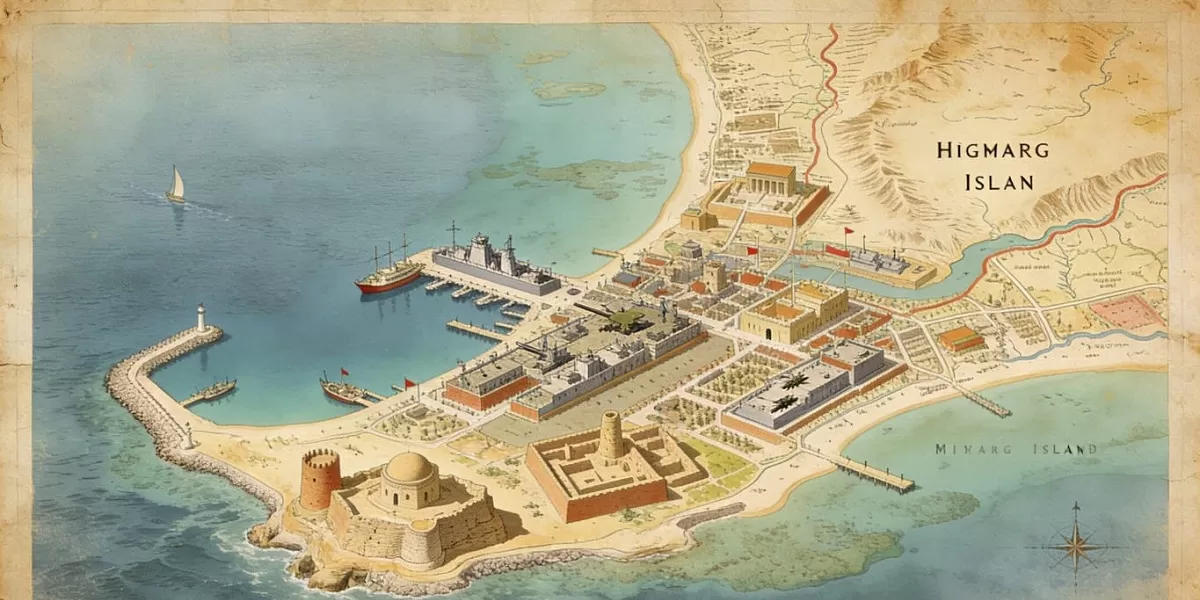 Dermaga tanker di Pulau Kharg menjadi simbol kekuatan logistik energi Iran dalam menjaga ekspor minyak nasional. (Dok. Kreasi Dola AI)