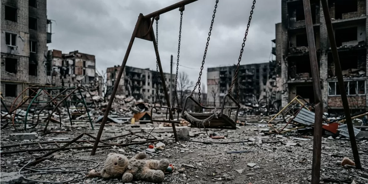 Tak ada anak yang datang di taman. Mereka bersembunyi dalam trauma. Ilustrasi: AI