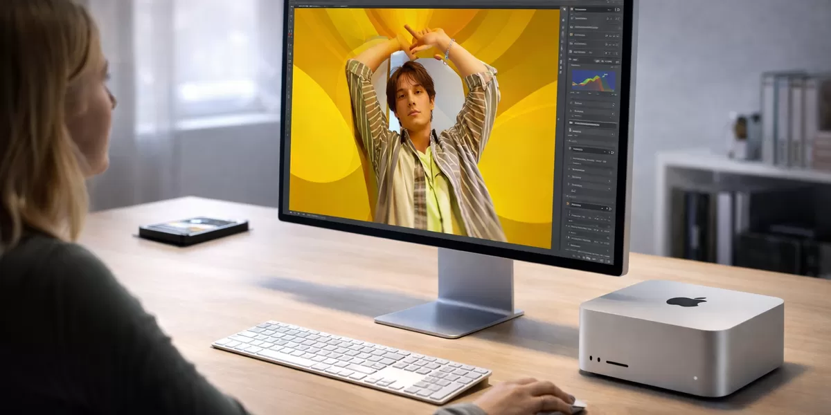 Setup editing Mac Studio M4 Max dengan Apple Studio Display 5K, performa ekstrem untuk kreator 2025. (Treeya Dewi Kania/Sewaktu.id)