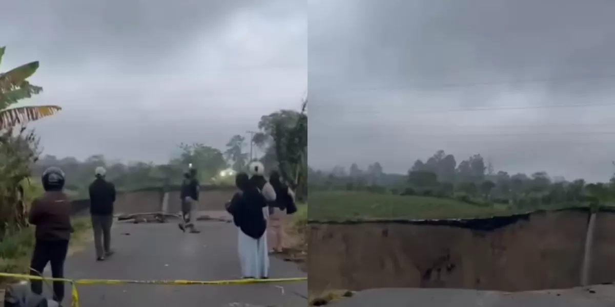 Momen warga mendekat0i sinkhole atau lubang raksasa yang ada di Pondok Balik, Kecamatan Ketol, Aceh Tengah. (Instagram/awesomeaceh)