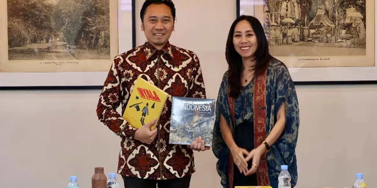 Wakil Ketua MPR RI Edhie Baskoro Yudhoyono dalam audiensi kebangsaan di Museum Nasional Indonesia, Jakarta, dalam rangka Hari Seni Sedunia.