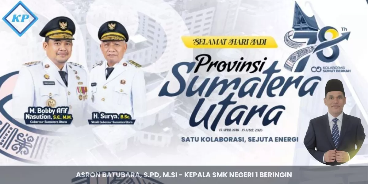 Kepala SMK Negeri 1 Beringin Asron Batubara saat menyampaikan pandangan tentang tema HUT ke-78 Sumatera Utara. (sumutprov.go.id)