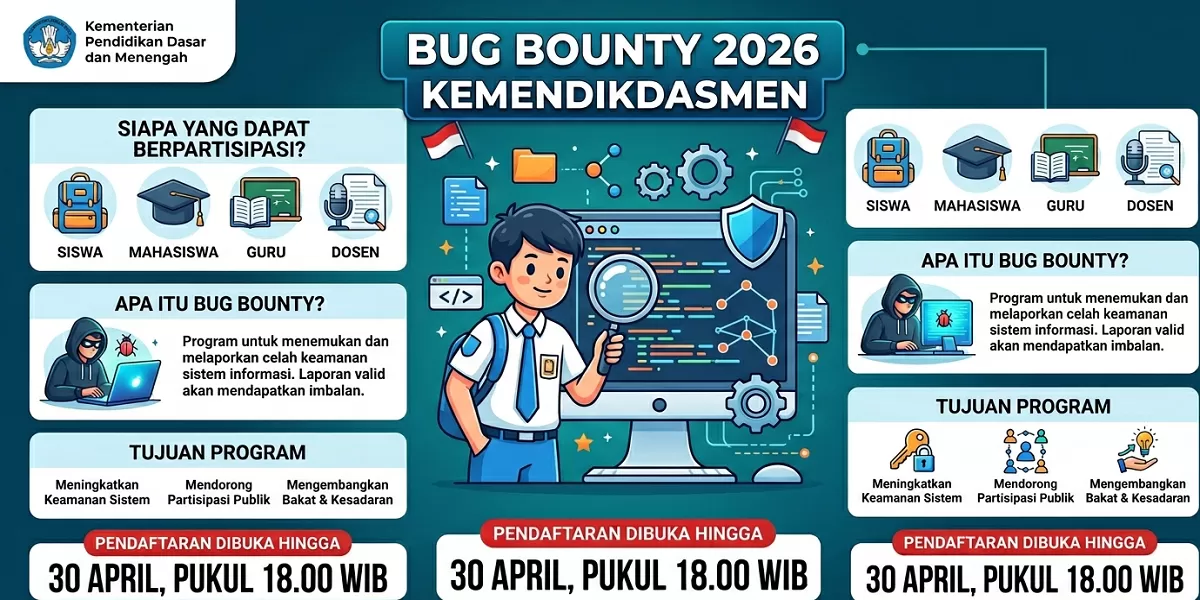 Pendaftaran Bug Bounty 2026 dibuka hingga 30 April pukul 18.00 WIB (Ilustrasi AI/Dadang Ferdian Zaenal Arif)