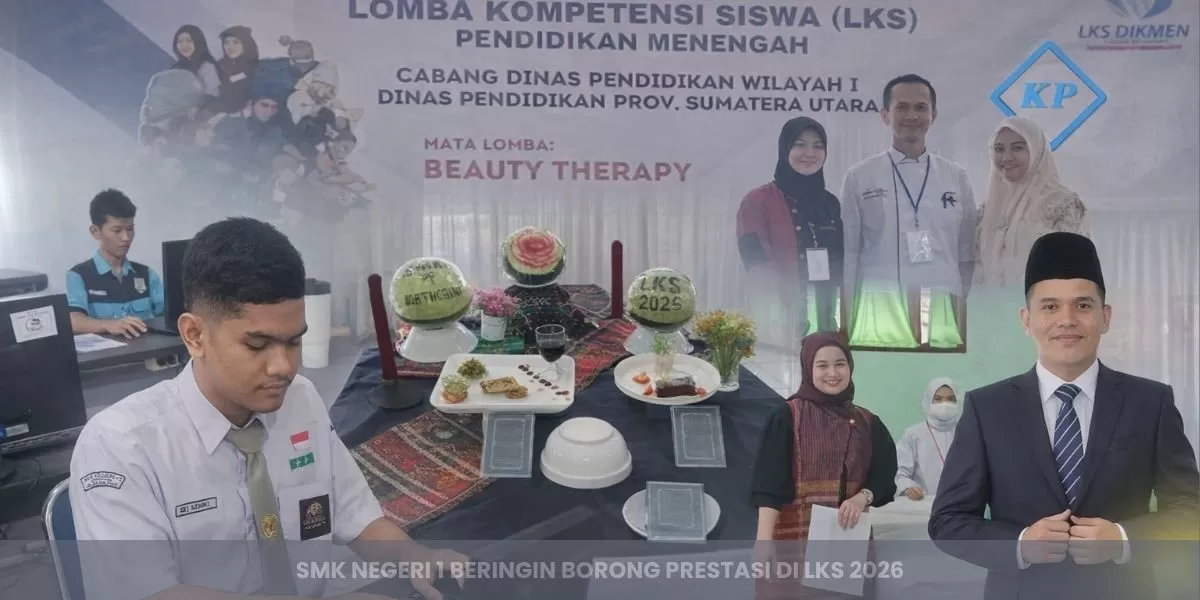 Peserta LKS SMK Negeri 1 Beringin bersama guru pembimbing usai meraih prestasi pada LKS 2026 tingkat wilayah. (SMKN 1 BERINGIN)