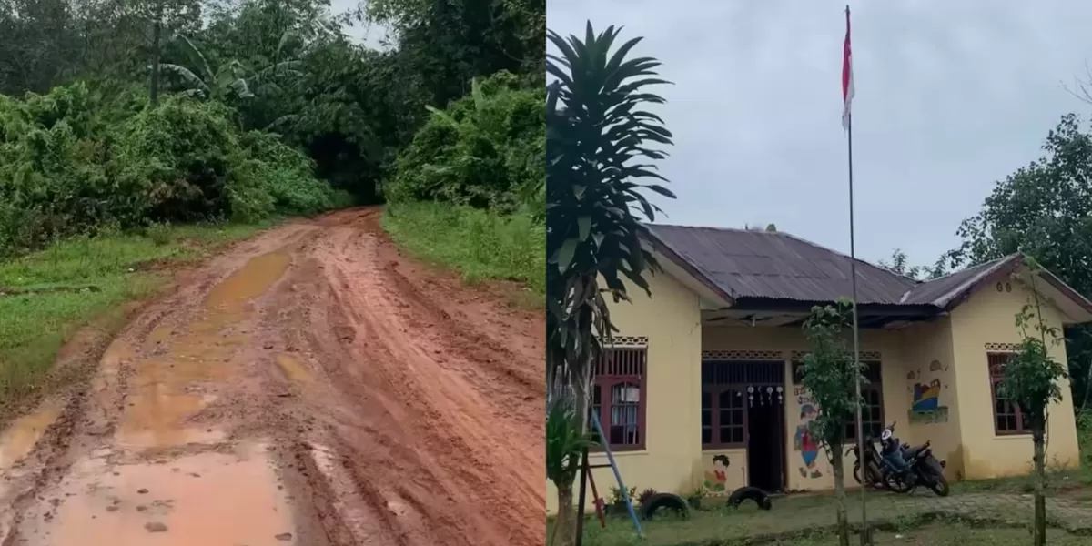 Warga di Kabupaten Way Kanan, Lampung mengeluhkan kondisi jalan rusak. (Instagram/gilaang.ramadhaan)
