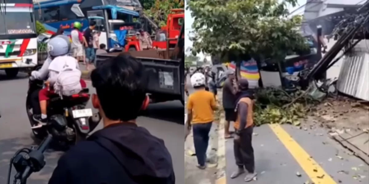 Menyoroti insiden kecelakaan bus yang tertabrak truk boks di Mejayan, Madiun, pada Selasa, 7 April 2026. (Instagram.com/@madiunwisata)