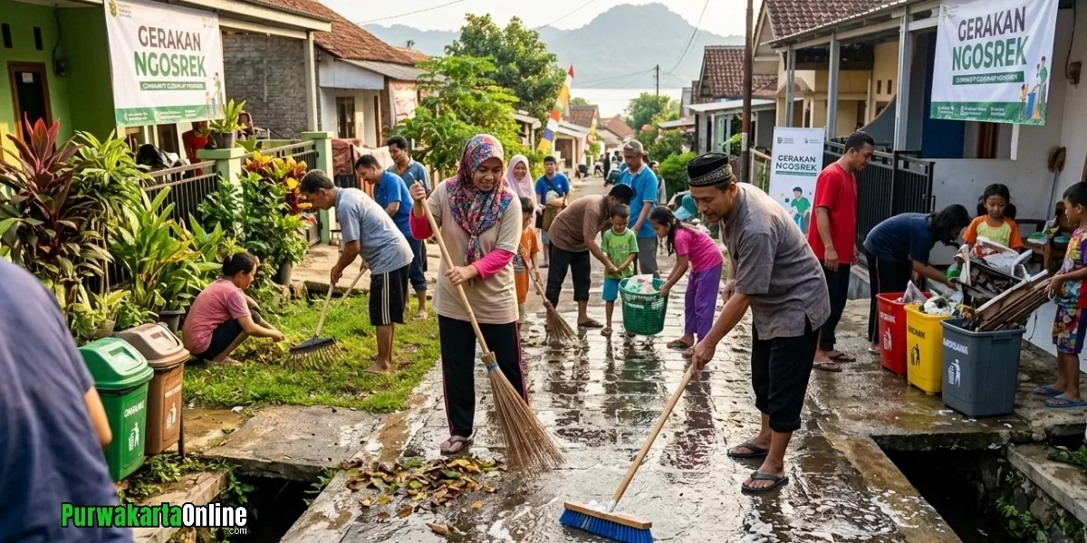 Ilustrasi ngosrek. Bupati Purwakarta Om Zein ajak warga gerakkan budaya Ngosrek. Cek tips micro-cleaning agar rumah rapi dan lingkungan sehat. (Gambar ilustrasi: Gemini AI)