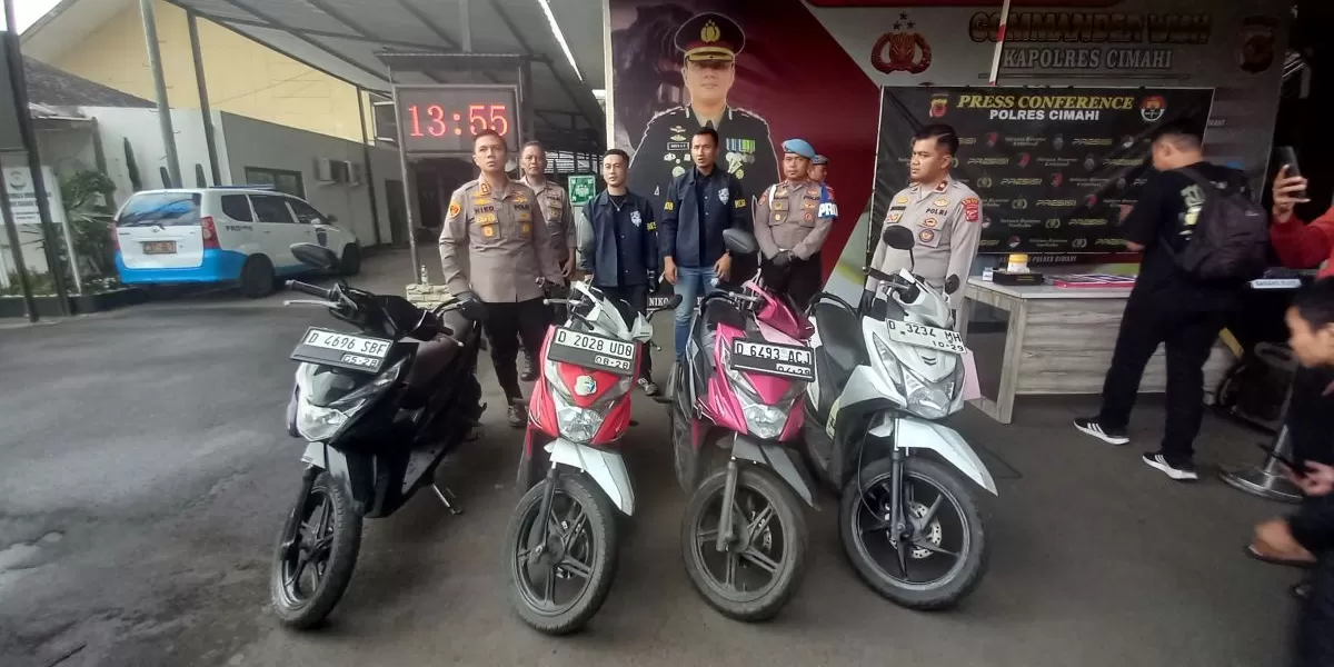 Sejumlah kendaraan roda dua milik pelaku pengeroyokan diamankan Jajaran Satreskrim Polres Cimahi. (Laksmi Sri Sundari/Koran Gala)