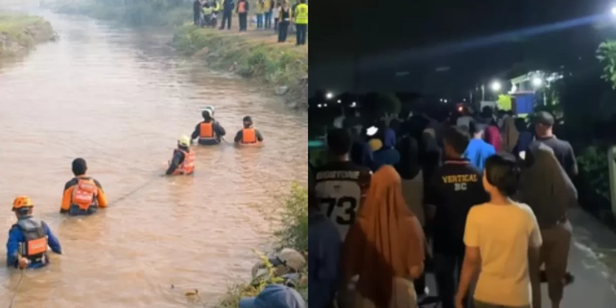 Pencarian seorang anak berusia 8 tahun yang diduga tenggelam di sungai DAM Colo, Karanganyar, Jawa Tengah. (Instagram.com/@karanganyar_masakini)