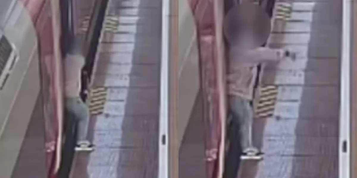 Penumpang Whoosh tahan pintu kereta karena barangnya tertinggal di peron.  ((Instagram/keretacepat_id))