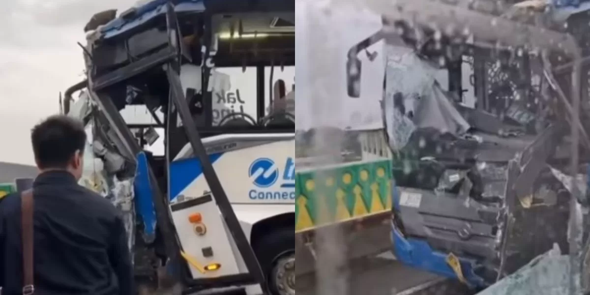 Menyoroti insiden kecelakaan yang melibatkan 2 bus TransJakarta di kawasan Halte Cipulir, Jakarta Selatan, pada Senin, 23 Februari 2026. (Instagram.com/@dascamindonesia)
