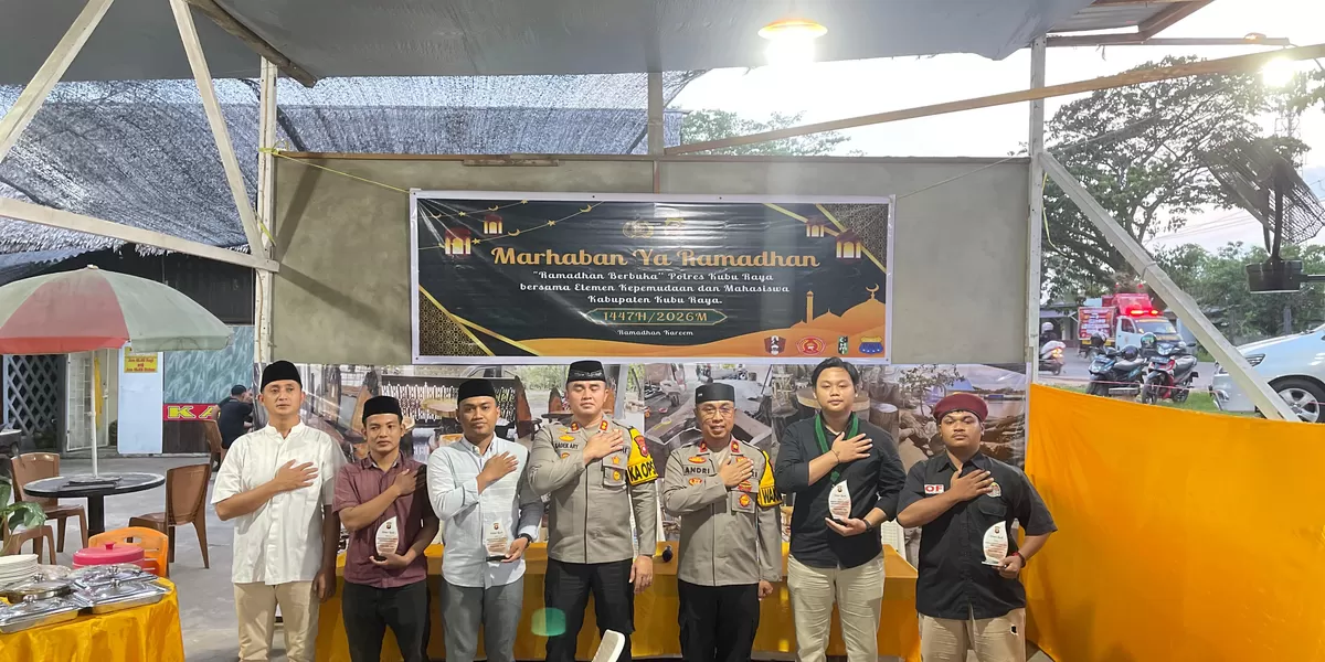 Polres Kubu Raya menggelar kegiatan buka puasa bersama dengan Organisasi Kemasyarakatan Pemuda (OKP) se-Kabupaten Kubu Raya, Rabu 4 Maret 2026 di Pondok Kapuas.