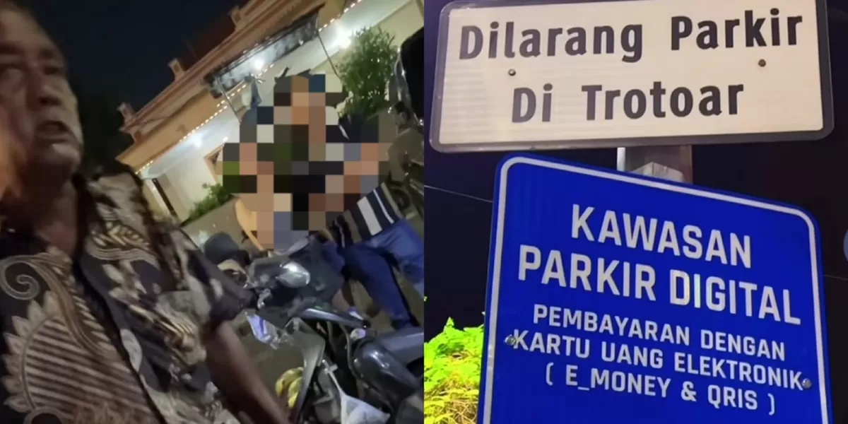 Jukir minta uang parkir padahal di area parkir digital di Surabaya.  ((Instagram/maulanaa.md))