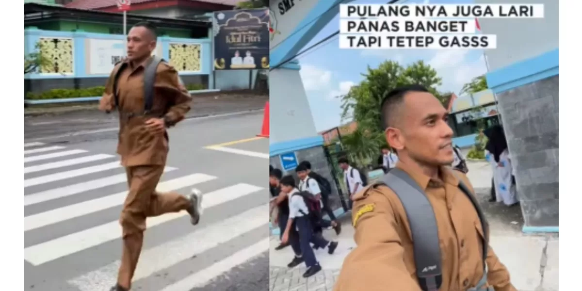 Mengintip viralnya kegiatan guru SMP di Bojonegoro, Jawa Timur yang berangkat dan pulang ke sekolah dengan olahraga lari untuk hemat BBM. (Instagram.com/@ahmadzakifebriansyah_)