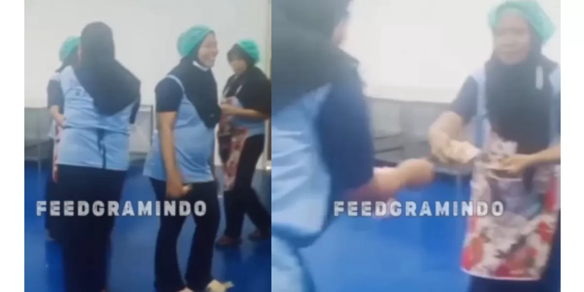 Aksi viral terkait pegawai SPPG di Sumenep, Jawa Timur yang berjoget hingga saweran uang Rp100 ribu. (Instagram.com/@feedgramindo)