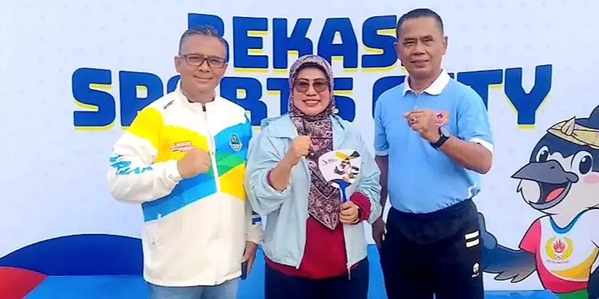 (kiri ke kanan) Kepala Disporyuata Kota Depok Eko Herwiyanto, Ketua Panitia Porprov Nina Suzana, dan Ketua Umum KONI Kota Depok Herry Supriyanto. ( ist)