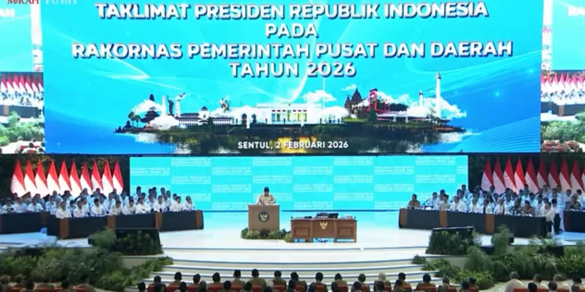 Rapat Koordinasi Nasional (Rakornas) Pemerintah Pusat dan Daerah, Senin (2/2/2026), di Sentul International Convention Center (SICC).