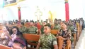 Babinsa Koramil 07/Miangas bersama Anggota Satgas Karya bhakti skala besar Ibadah Minggu Bersama di Jemaat Efrata Miangas