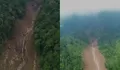 Penampakan Aliran Material Longsor di Cisarua Bandung Barat, Tinggalkan Jejak Panjang hingga Lereng Perbukitan Terbelah