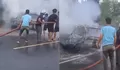 Selesai Isi BBM, Sebuah Mobil di Tabalong, Kalsel Terbakar di Depan SPBU, Diduga Karena Rokok Elektrik