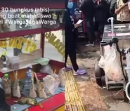 Viral momen dagangan PKL diborong warga untuk mahasiswa saat lakukan aksi di Bundaran HI