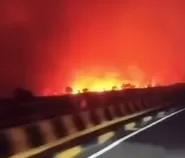 Langit merah membara karena api, kebakaran besar melanda tumbang nusa Kalteng