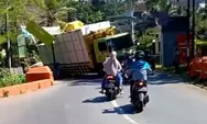 BREAKING NEWS Kecelakaan Truk Muat Bata Ringan Terperosok di Jalan Alternatif Muntal-Unnes Semarang
